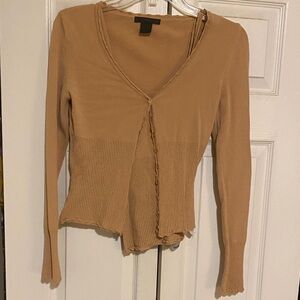 Guess Camel V-Neck Long Sleeve Knit Cardigan and Tank